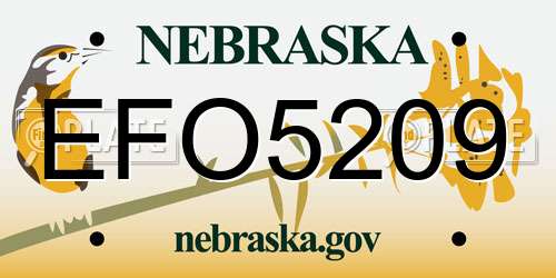 EFO5209 Nebraska License Plate