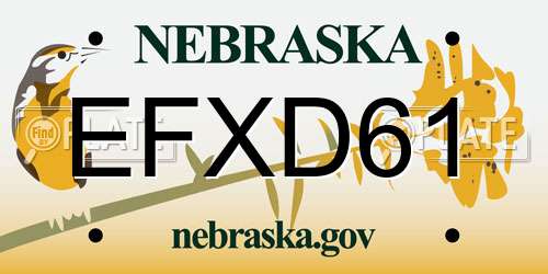 EFXD61 Nebraska License Plate