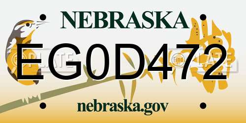 EG0D472 Nebraska License Plate