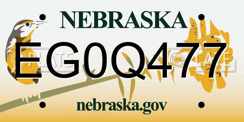EG0Q477 Nebraska License Plate