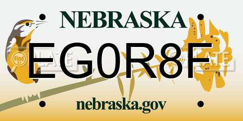 EG0R8F Nebraska License Plate