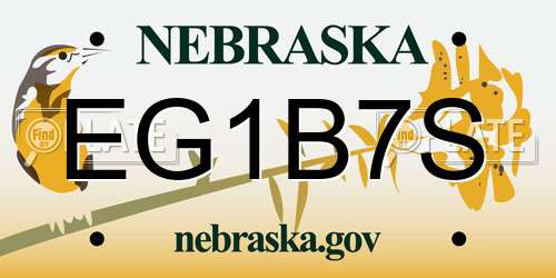 EG1B7S Nebraska License Plate