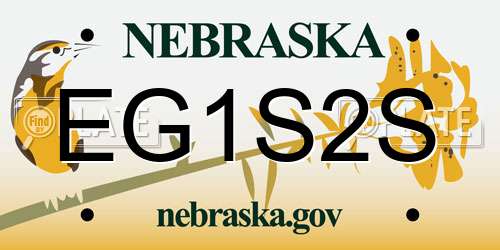EG1S2S Nebraska License Plate
