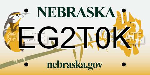 EG2T0K Nebraska License Plate