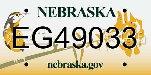 EG49033 Nebraska License Plate