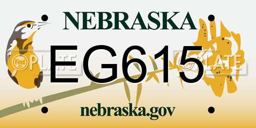 EG615 Nebraska License Plate