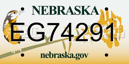EG74291 Nebraska License Plate