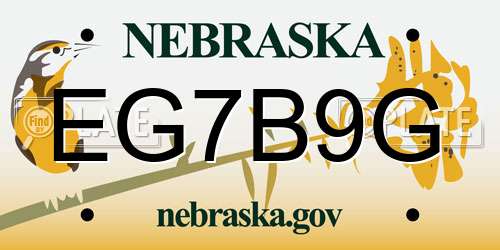 EG7B9G Nebraska License Plate