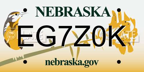 EG7Z0K Nebraska License Plate