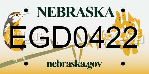 EGD0422 Nebraska License Plate