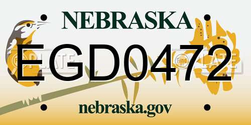 EGD0472 Nebraska License Plate