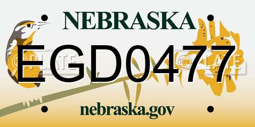 EGD0477 Nebraska License Plate