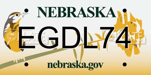 EGDL74 Nebraska License Plate