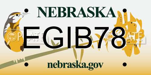 EGIB78 Nebraska License Plate