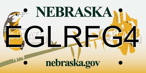 EGLRFG4 Nebraska License Plate