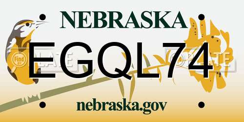 EGQL74 Nebraska License Plate