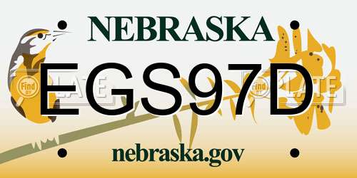 EGS97D Nebraska License Plate