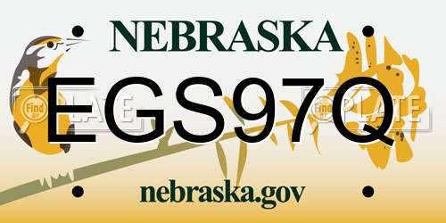 EGS97Q Nebraska License Plate