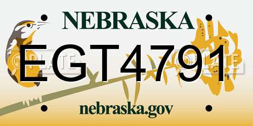 EGT4791 Nebraska License Plate