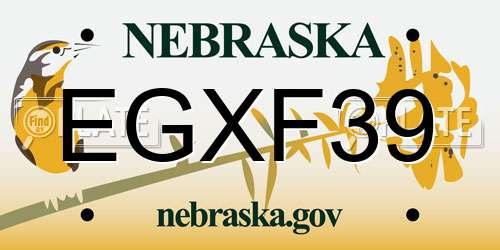 EGXF39 Nebraska License Plate