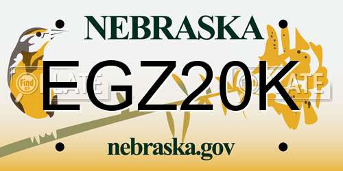 EGZ20K Nebraska License Plate