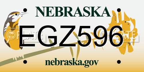 EGZ596 Nebraska License Plate
