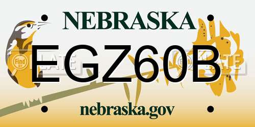 EGZ60B Nebraska License Plate