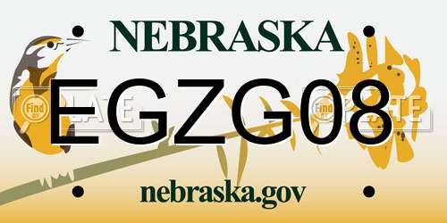 EGZG08 Nebraska License Plate