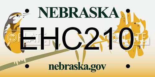 EHC210 Nebraska License Plate
