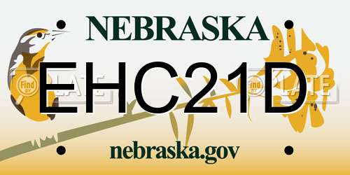 EHC21D Nebraska License Plate