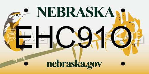 EHC91O Nebraska License Plate