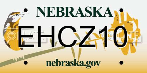 EHCZ10 Nebraska License Plate