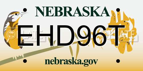 EHD96T Nebraska License Plate