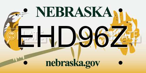 EHD96Z Nebraska License Plate
