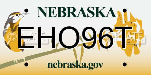 EHO96T Nebraska License Plate