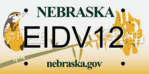 EIDV12 Nebraska License Plate