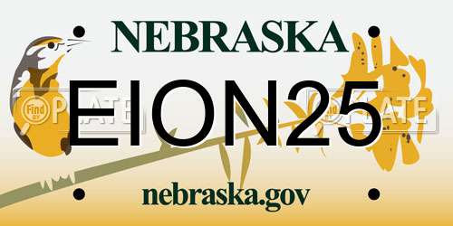 EION25 Nebraska License Plate