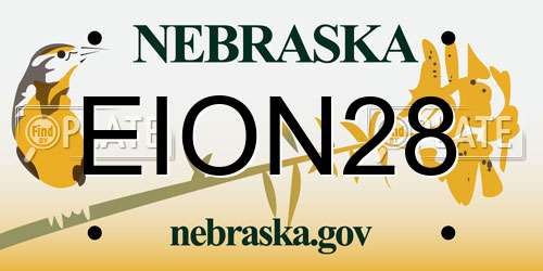 EION28 Nebraska License Plate