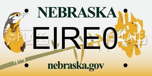 EIRE0 Nebraska License Plate