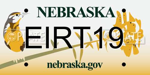 EIRT19 Nebraska License Plate