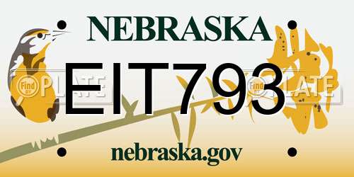 EIT793 Nebraska License Plate
