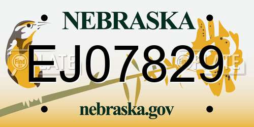 EJ07829 Nebraska License Plate