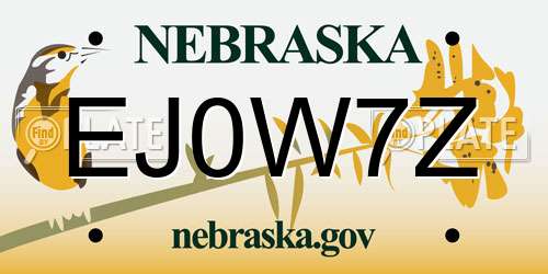 EJ0W7Z Nebraska License Plate