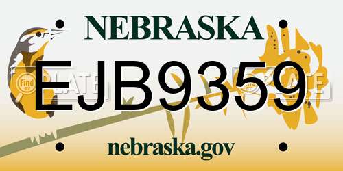 EJB9359 Nebraska License Plate