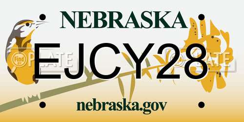 EJCY28 Nebraska License Plate