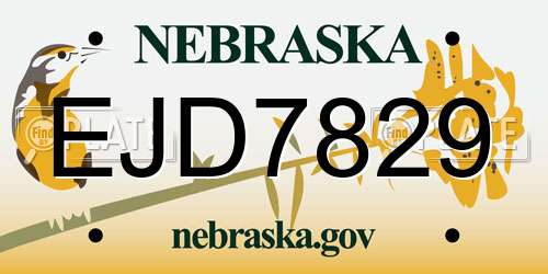 EJD7829 Nebraska License Plate