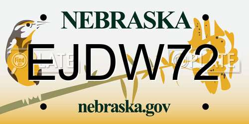 EJDW72 Nebraska License Plate