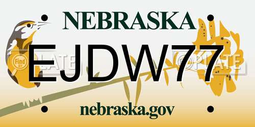 EJDW77 Nebraska License Plate