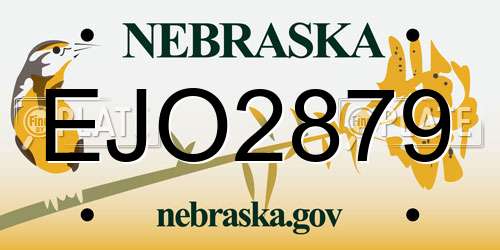EJO2879 Nebraska License Plate