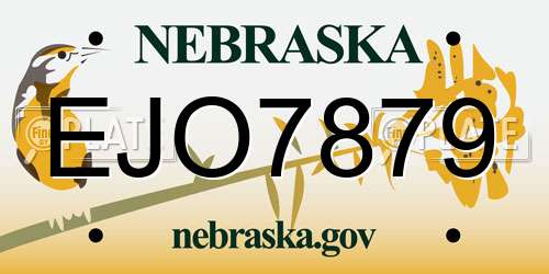 EJO7879 Nebraska License Plate